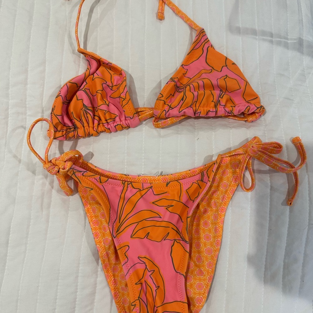 Vibrant Pink and Orange Bikini Set